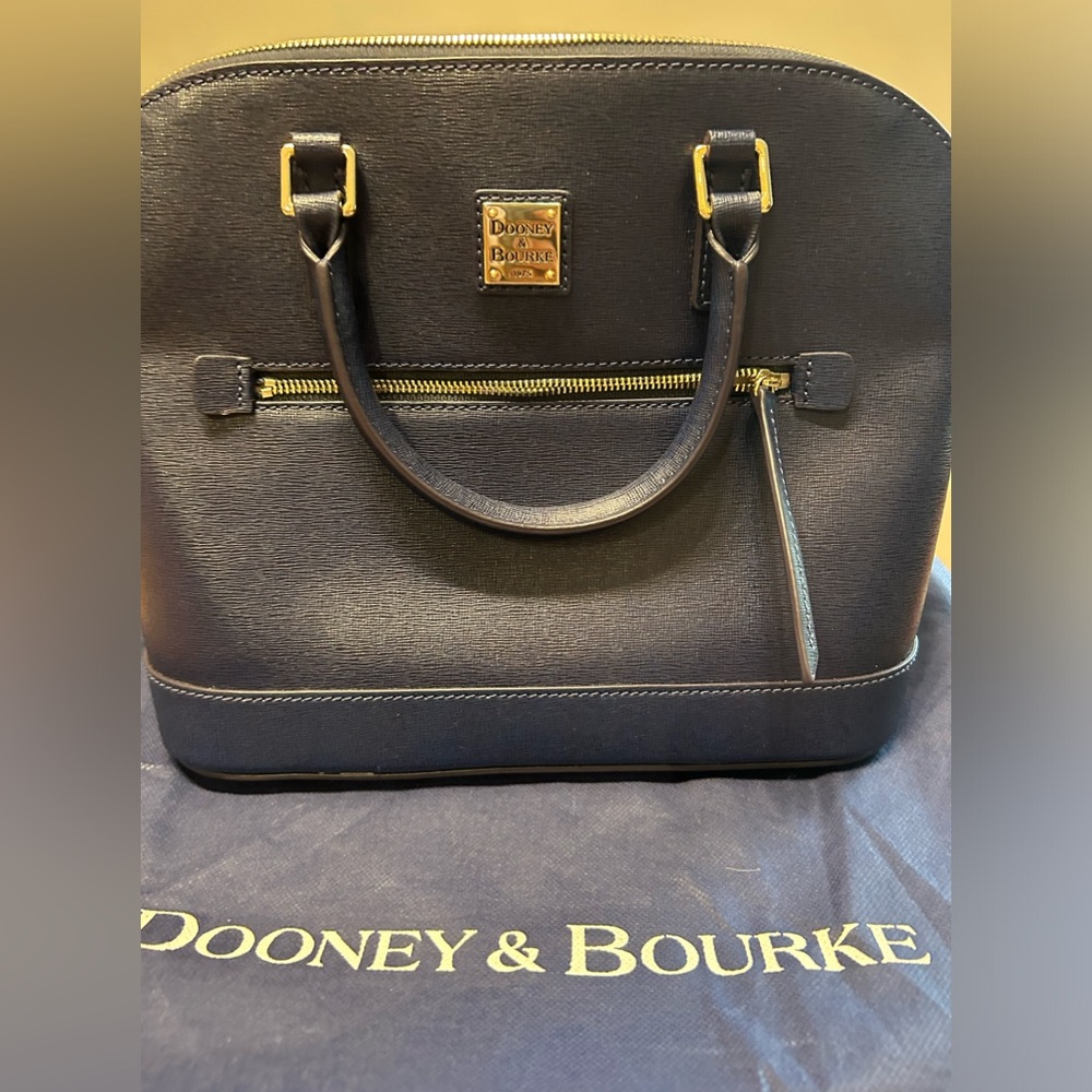 Rooney & Bourke Saffiano Domed Zip in Cobalt Blue